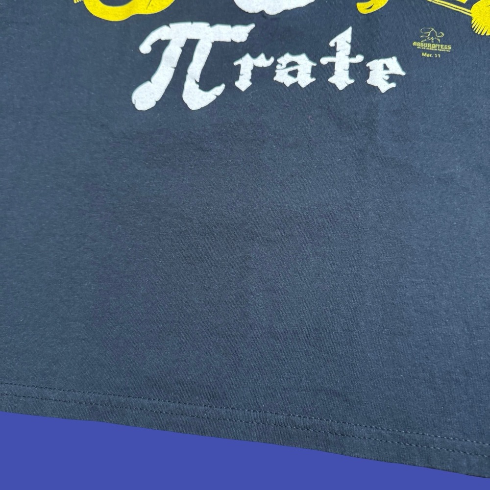 Pirate Pi Rate T Shirt Small Skull Sword Funny Math Nerd Graphic Tee Black White - Picture 2 of 9